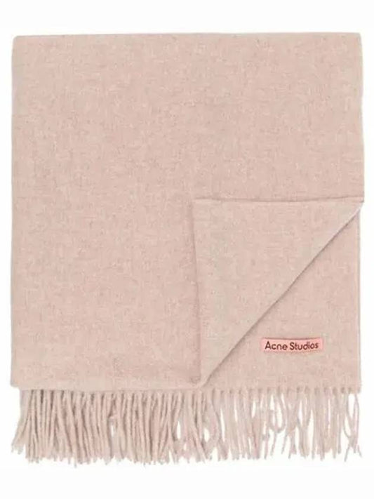 Logo Wool Fringe Scarf Oatmeal Melange - ACNE STUDIOS - BALAAN 2