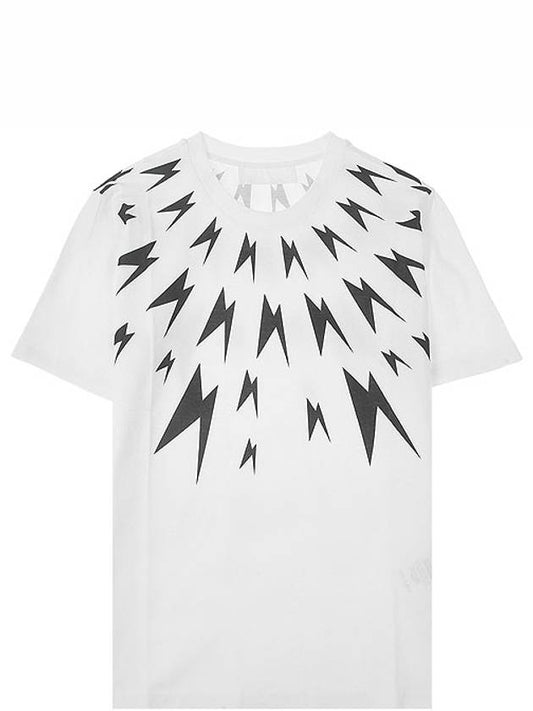 Lightning Print Oversized Fit Short Sleeve T-Shirt White - NEIL BARRETT - BALAAN 2