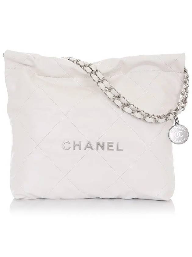 22 Small Handbag Calfskin Silver Metal White - CHANEL - BALAAN 3