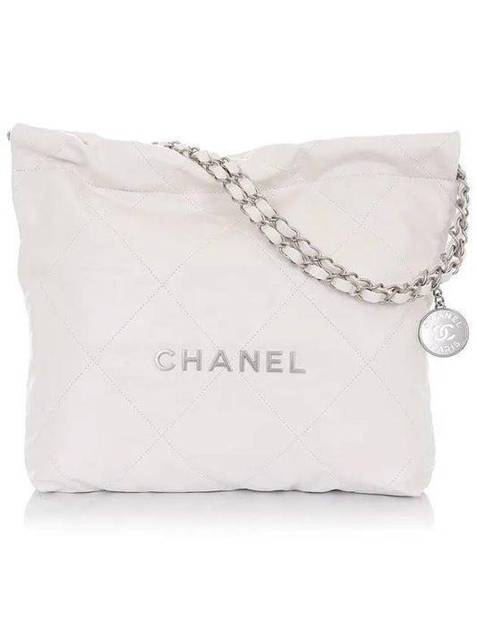 22 Small Handbag Calfskin Silver Metal White - CHANEL - BALAAN 2