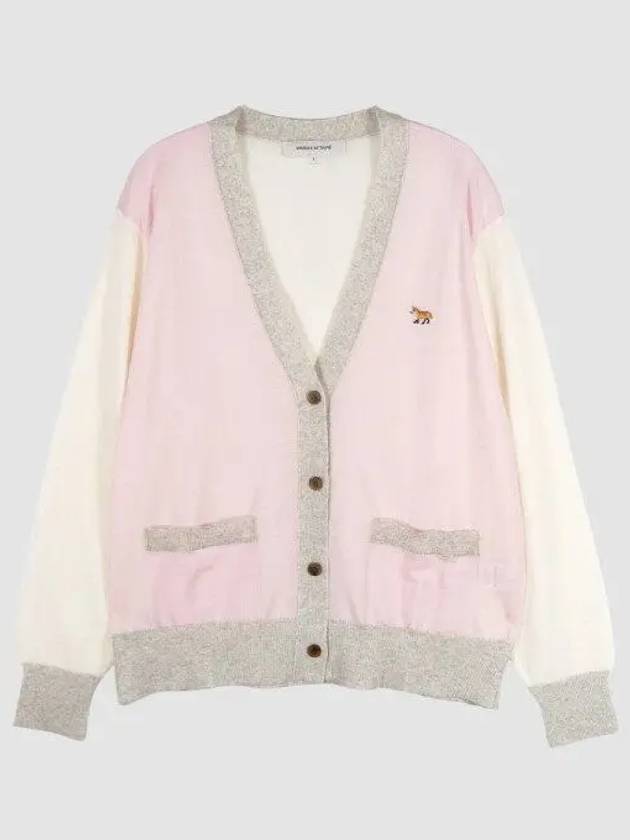 Women s Baby Fox color block cardigan pale pink 1062070 - MAISON KITSUNE - BALAAN 1