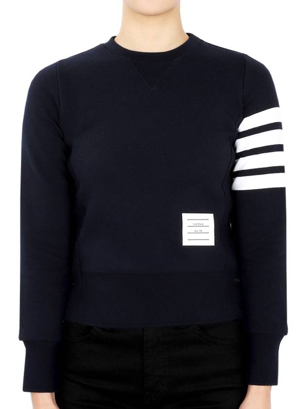 Engineered 4 Bar Stripe Loopback Jersey Knit Crewneck Sweatshirt Navy - THOM BROWNE - BALAAN 3