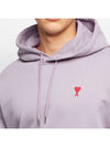 Small Heart Logo Cotton Hoodie Purple - AMI - BALAAN 6