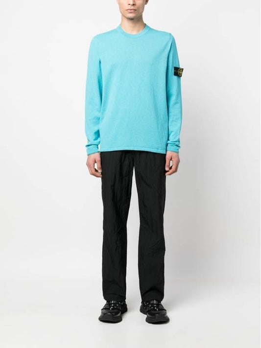 Wappen Patch Crew Neck Cotton Knit Top Turchese - STONE ISLAND - BALAAN 2