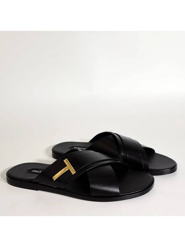 Preston Leather Mule Slippers Black - TOM FORD - BALAAN 5