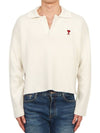 Small Heart Long Sleeve Polo Shirt White - AMI - BALAAN 2