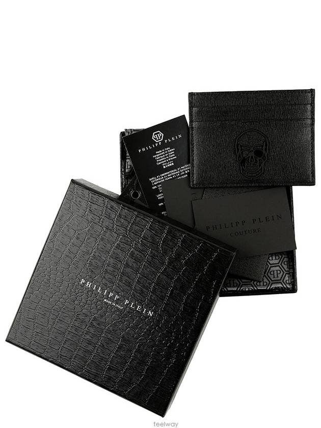 Skull Patch Leather Card Wallet Black - PHILIPP PLEIN - BALAAN 7