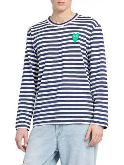 Men's Striped Logo Long Sleeve T-Shirt Blue - COMME DES GARCONS - BALAAN 2