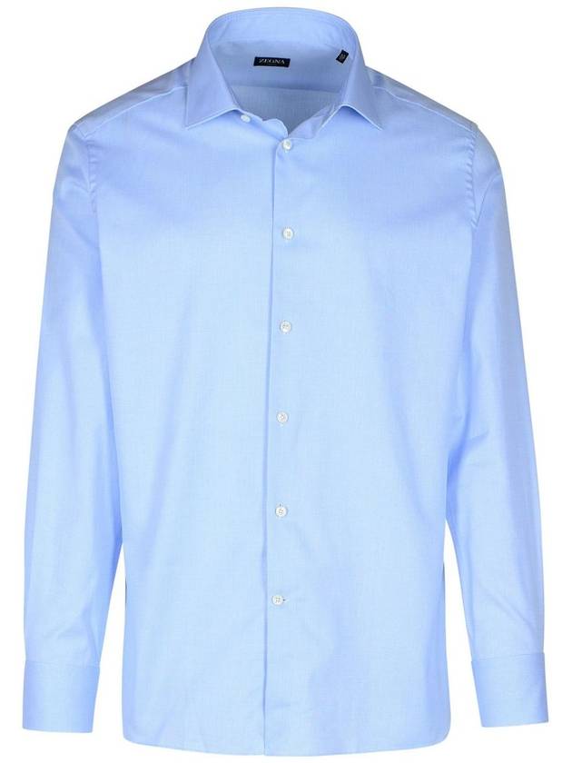 Zegna Light Blue Cotton Shirt - ERMENEGILDO ZEGNA - BALAAN 1