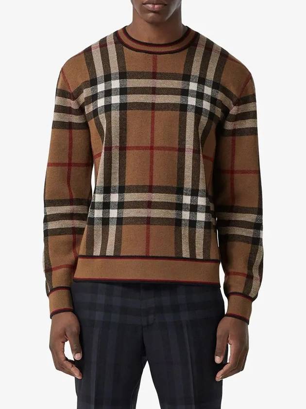 Check Wool Jacquard Knit Top Brown - BURBERRY - BALAAN 4