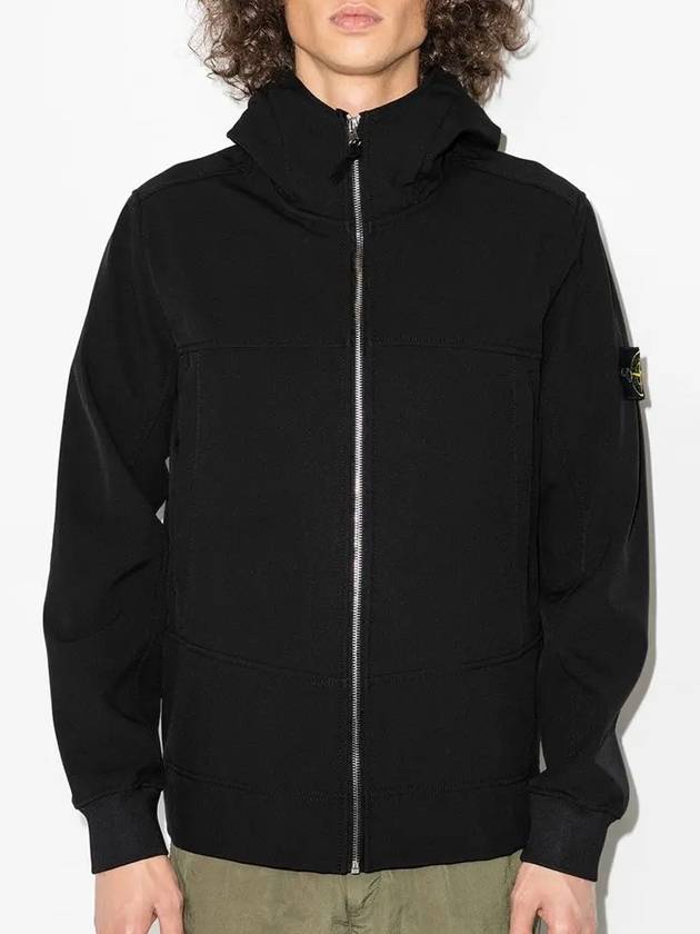 Soft Shell Brushed Lining Zip Up Hoodie Black - STONE ISLAND - BALAAN 3