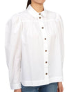 Cotton Poplin Long Sleeve Shirt White - GANNI - BALAAN 4