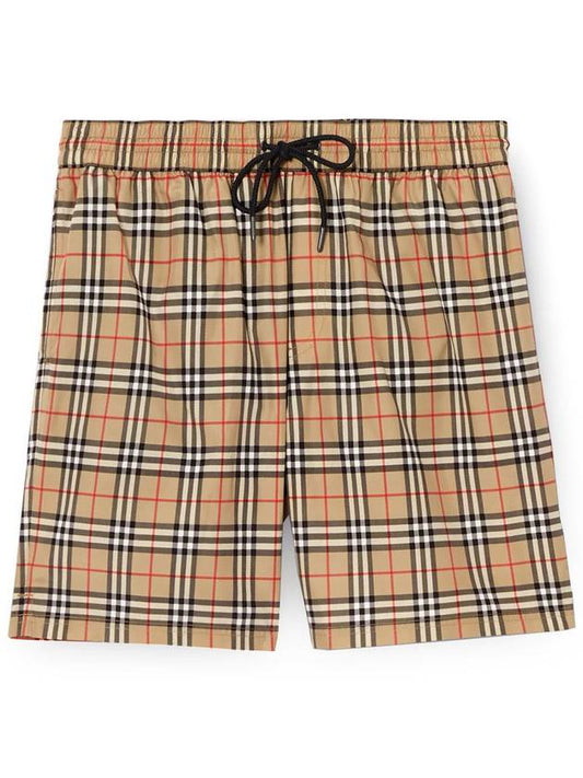 Men's Small Scale Check Drawstring Swim Shorts Beige - BURBERRY - BALAAN 2