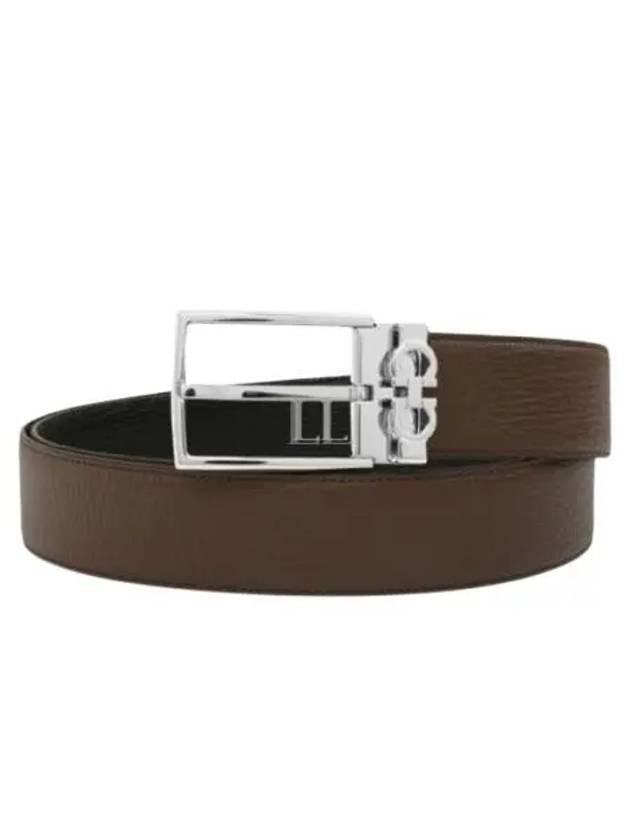 Gancini Reversible Adjustable Leather Belt Brown - SALVATORE FERRAGAMO - BALAAN 2