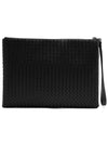 Intrecciato Strap Clutch Bag Black - BOTTEGA VENETA - BALAAN 3