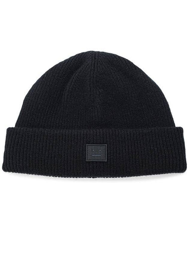 Face Logo Knit Beanie Black - ACNE STUDIOS - BALAAN 1