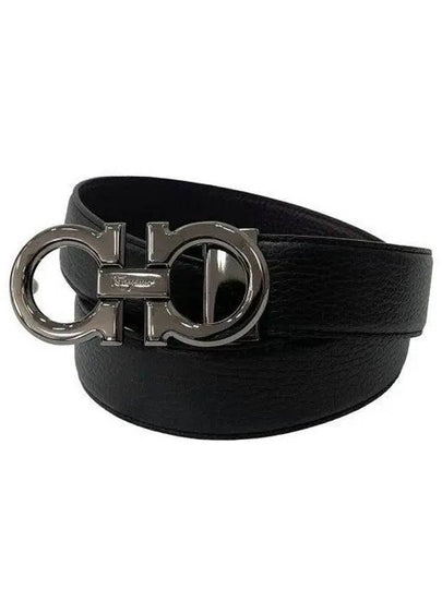 Reversible Gancini Leather Belt Dark Brown Black - SALVATORE FERRAGAMO - BALAAN 2