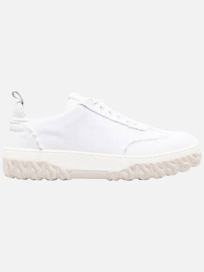 Frayed Canvas Cable Knit Sole Field Shoes White - THOM BROWNE - BALAAN 2