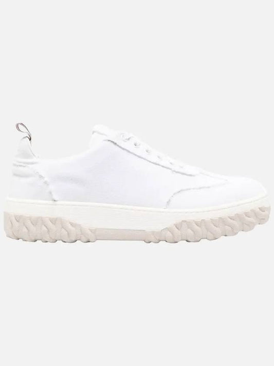 Frayed Canvas Cable Knit Sole Field Shoes White - THOM BROWNE - BALAAN 2