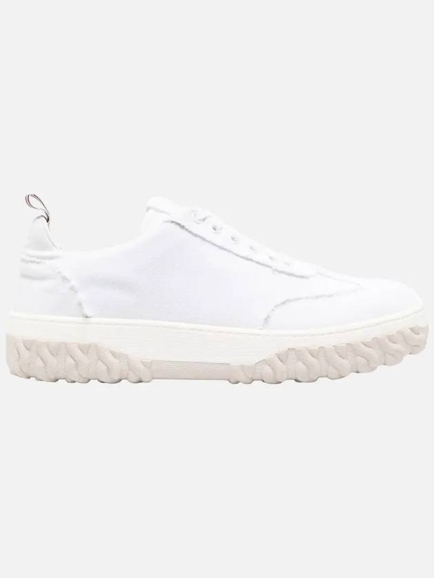 Frayed Canvas Cable Knit Sole Field Shoes White - THOM BROWNE - BALAAN 4