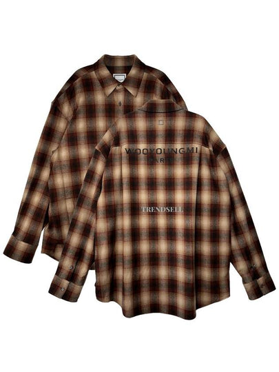 Flannel Back Logo Check Long Sleeve Shirt Brown - WOOYOUNGMI - BALAAN 2