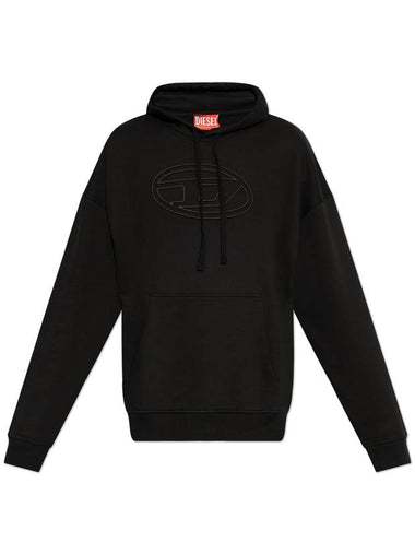 Embossed Oval D Hoodie Black - DIESEL - BALAAN 1