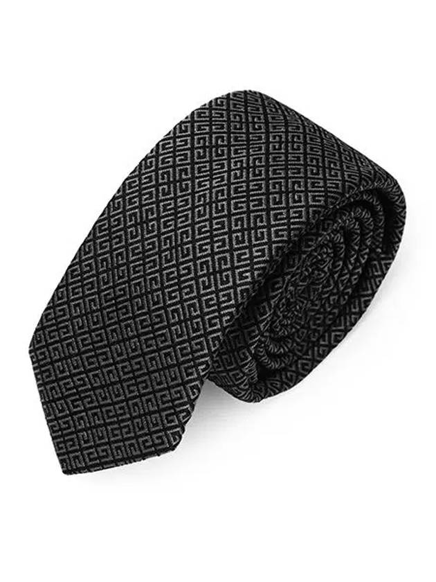 4G All Over Embroidered Logo Silk Tie Black - GIVENCHY - BALAAN 3