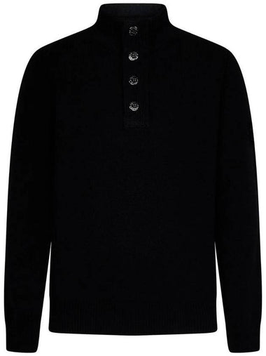 Wappen Patch Button Knit Top Black - STONE ISLAND - BALAAN 1