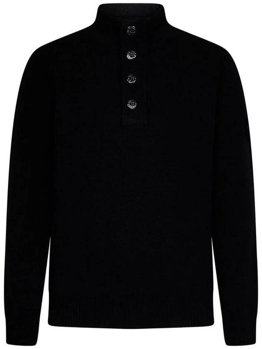 Wappen Patch Button Knit Top Black - STONE ISLAND - BALAAN 1