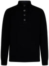 Wappen Patch Button Knit Top Black - STONE ISLAND - BALAAN 1