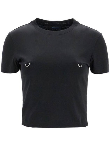 cropped t-shirt with piercing - MUGLER - BALAAN 1