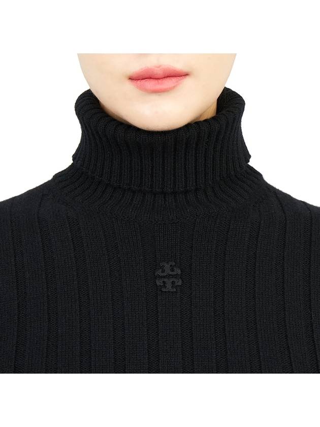 Ribbed Knit Turtleneck Black - TORY BURCH - BALAAN 7