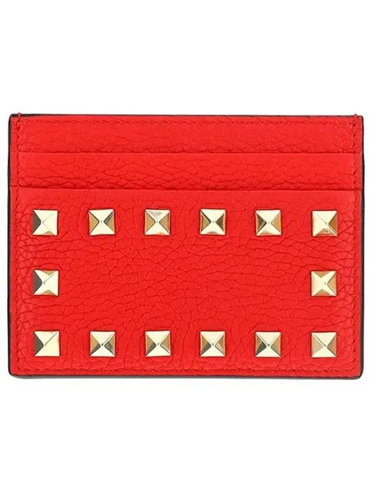 Rockstud Card Wallet Red - VALENTINO - BALAAN.