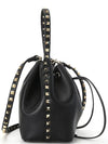 Rockstud Grain Calfskin Bucket Bag Black - VALENTINO - BALAAN 3