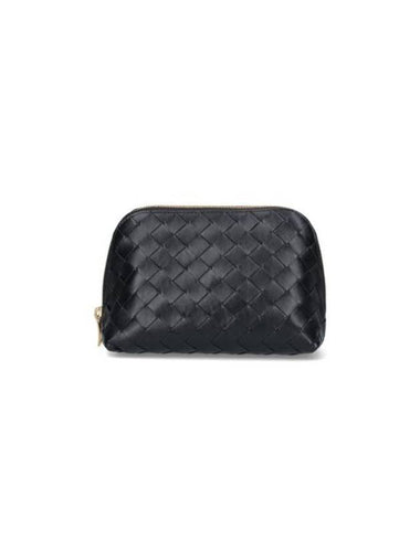 Intrecciato Calfskin Pouch Black - BOTTEGA VENETA - BALAAN 1