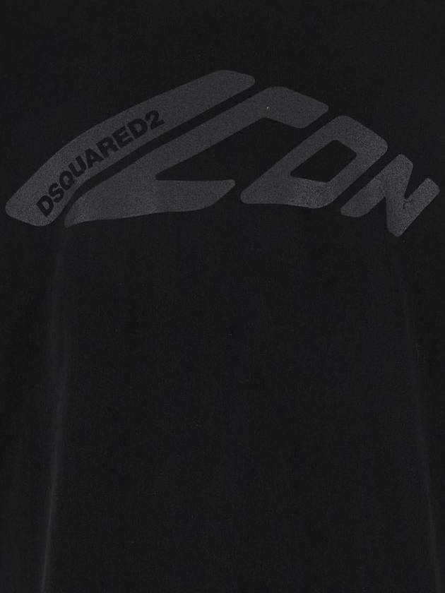 Black Crewneck T-Shirt With Icon Logo Printed On The Front In Cotton Man - DSQUARED2 - BALAAN 3