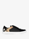 House Check Leather Suede Low Top Sneakers Black - BURBERRY - BALAAN 9