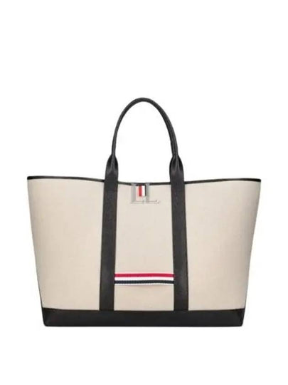 RWB Striped Medium Tote Bag Natural - THOM BROWNE - BALAAN 2