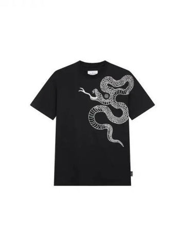 Men's Hot Piece Snake Crew Neck T-Shirt Black 270281 - PHILIPP PLEIN - BALAAN 1