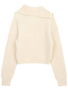 La Maille Vega Asymmetric Mock Neck Wool Knit Top Light Beige - JACQUEMUS - BALAAN 3