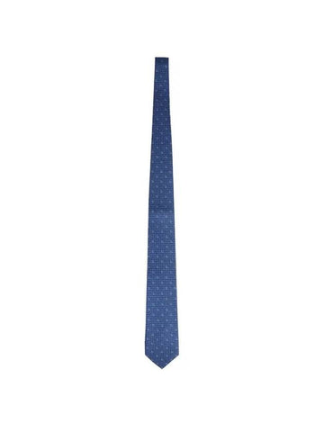 Gancini Print Silk Tie Navy Blue - SALVATORE FERRAGAMO - BALAAN 1