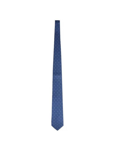 Gancini Print Silk Tie Navy Blue - SALVATORE FERRAGAMO - BALAAN 1