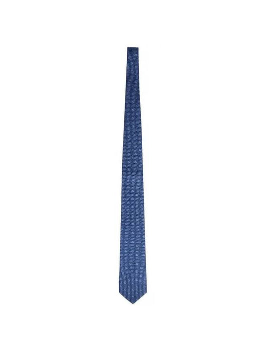 Gancini Print Silk Tie Navy Blue - SALVATORE FERRAGAMO - BALAAN 1