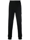 Men's Lens Wappen Diagonal Fleece Jogger Track Pants Black - CP COMPANY - BALAAN 2