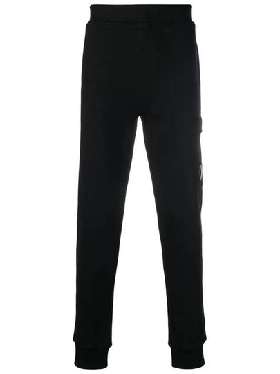 Men's Lens Wappen Diagonal Fleece Jogger Track Pants Black - CP COMPANY - BALAAN 2