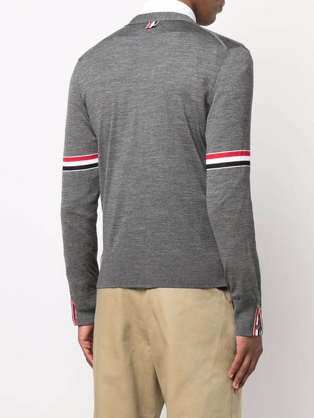 Stripe Armband Merino Wool Cardigan Grey - THOM BROWNE - BALAAN 6