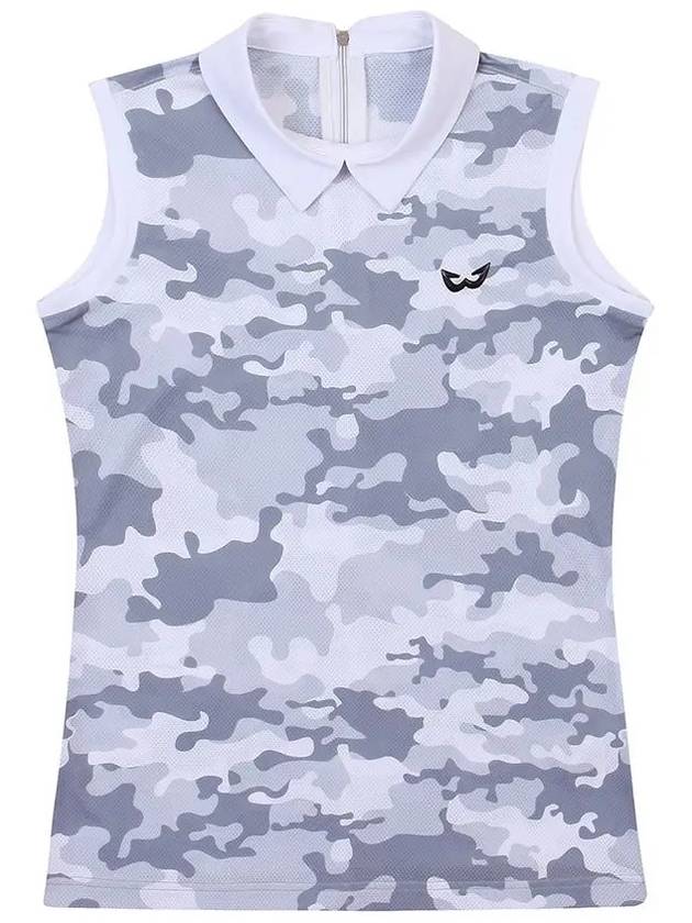 Golf Wear Military Print Sleeveless T-Shirt GRAY - WHITEBALL - BALAAN 8