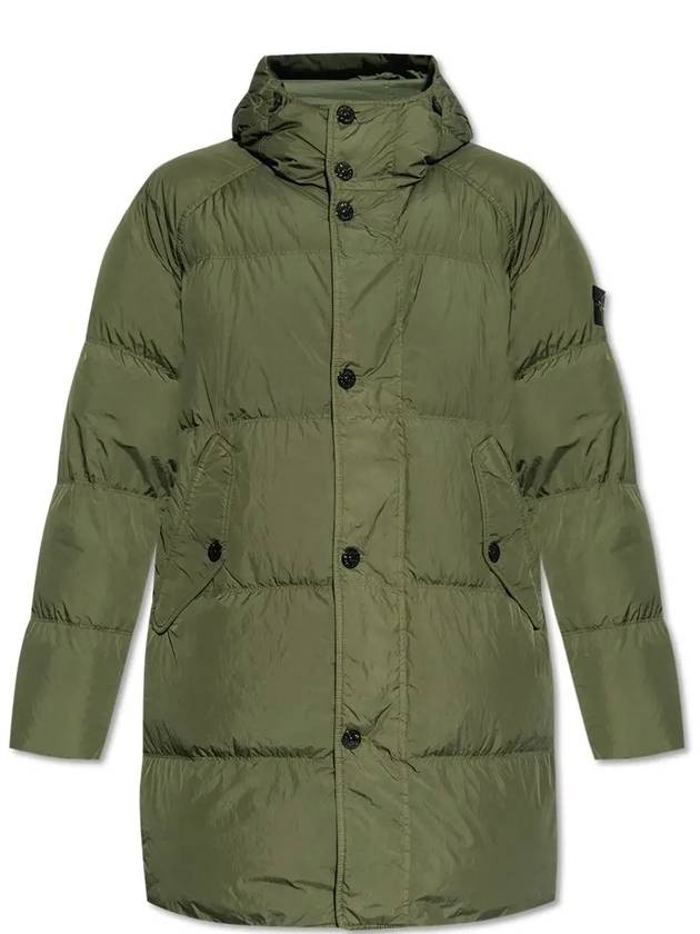 Men's Wappen Patch Crinkle Wraps Long Padding Green - STONE ISLAND - BALAAN 3