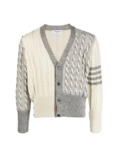 MKC486F Y1506 100 4 Bar Stripe Funmix Mohair Cable Men s Cardigan 1340684 - THOM BROWNE - BALAAN 1