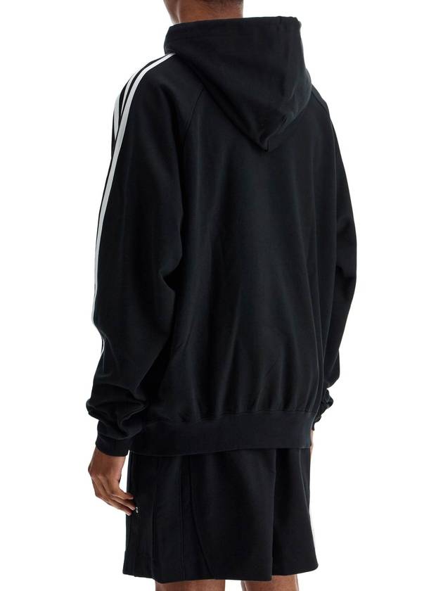 black cotton and recycled polyester hoodie with white raglan stripes - Y-3 - BALAAN 3